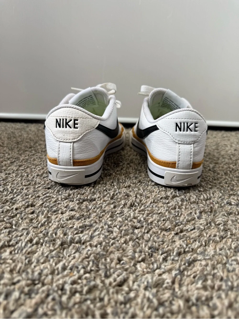 Nike White Sneakers with Black Swoosh and Brown Trim - Picture 4 of 6